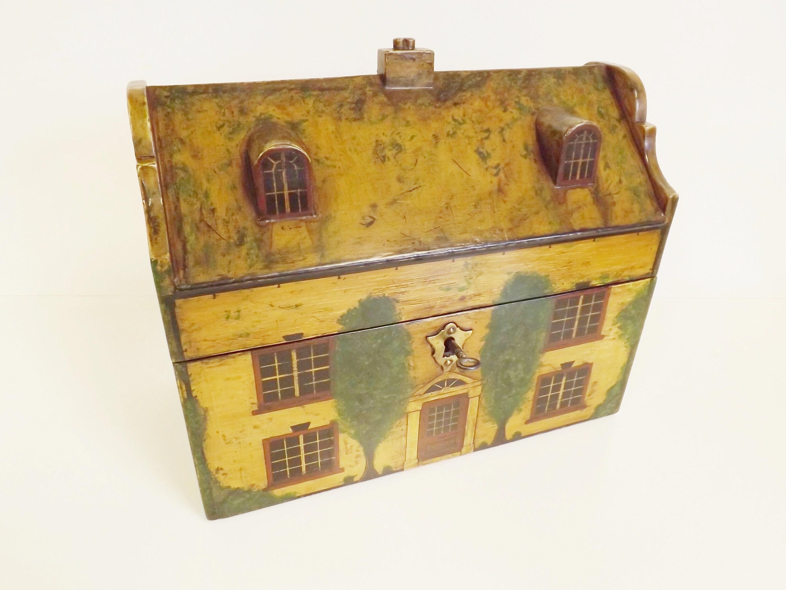 Image of Antique House Shaped Tea Caddy