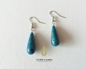 TEARDROP Earrings - Agate Blue Crazy Lace