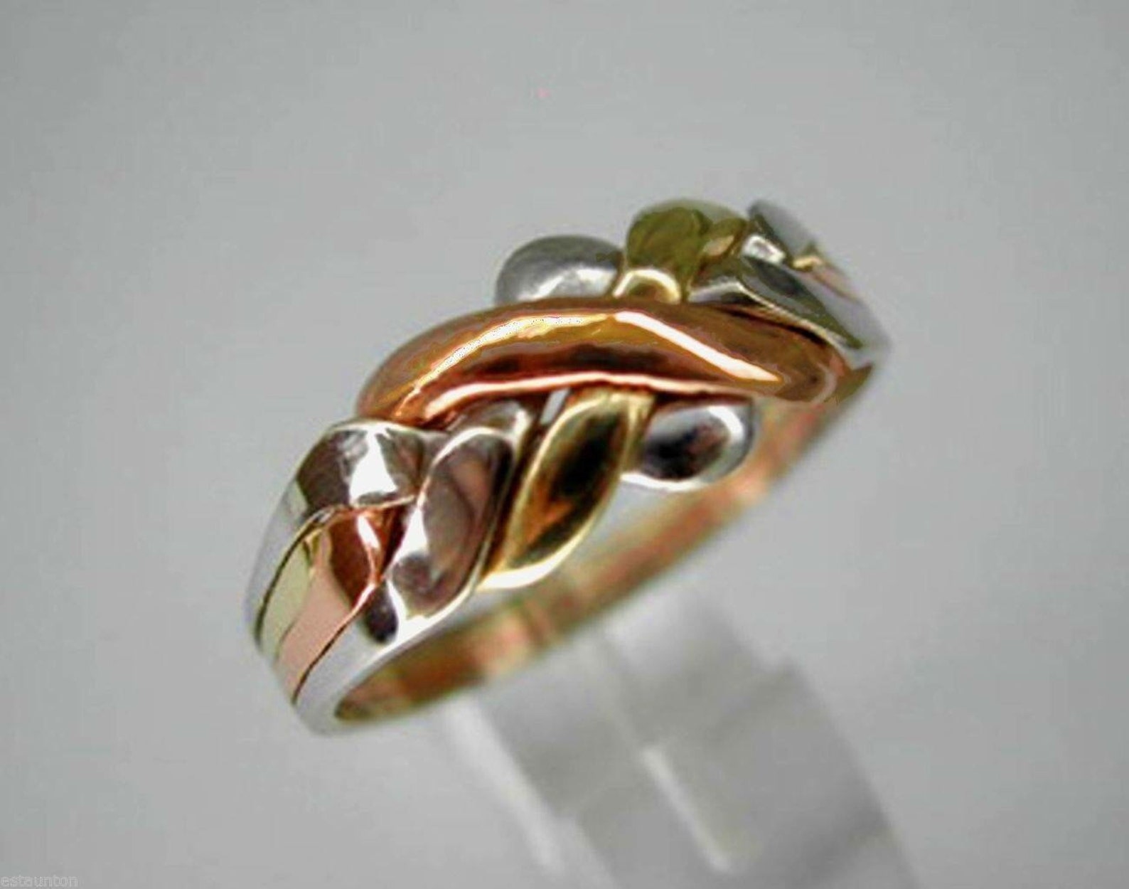 14k tricoloured gold 4 band puzzle ring Etsy