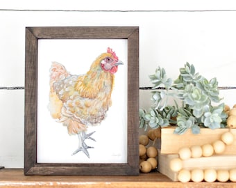 Hen Watercolor Giclée Print – Farmhouse Kitchen Art