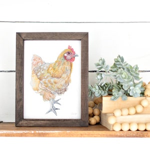 Hen Painting - Chicken Painting, Farmhouse Decor, Kitchen Wall Art - Chicken Art, Watercolor Giclee Print
