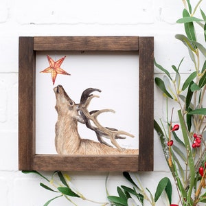 Digital Download | Printable Christmas Decor | Watercolor Reindeer with Lantern Ornament | Christmas Wall Art for Holiday Decor
