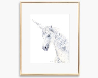 Unicorn Watercolor Giclee Print | Fine Art Nursery Decor
