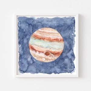 Jupiter Painting | Print of Watercolor Planet | Outer Space Wall Art for Nursery | Celestial Decor for Home
