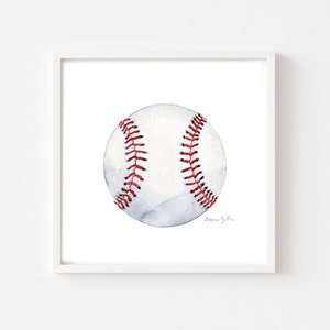 Printable Baseball Painting |.Watercolor Sports Ball Wall Art | Digital Download | Sports Theme Nursery | Decor for Kid&#39;s Room