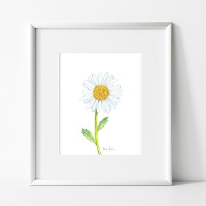 Printable Watercolor Daisy Painting | Digital Download April Birth Flower Wall Art | Floral Decor | Birth Flower Gift