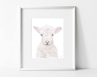 Lamb Watercolor Giclee Print - Farm Animal Nursery Art