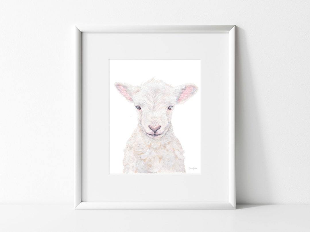 Little Lamb Painting Nursery Wall Art, Farm Animal Wall Art for Lamb