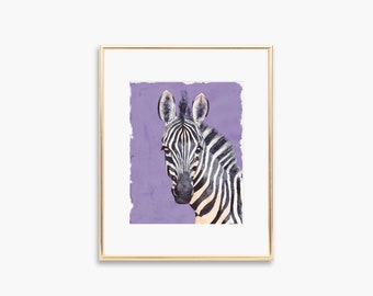 Watercolor Zebra Painting | Zoo Wall Art | Safari Animal Decor | Zebra Decor for Home, Nursery or Gift