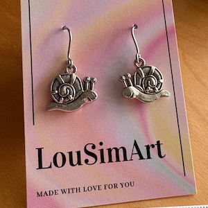 Snail Earrings Silver Snail Snail Jewellery Garden Creature Shell Earrings Gary Earrings Spongebob Squarepants Garden Snail