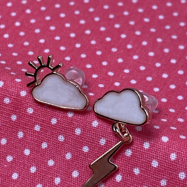 Weather Earrings Cloud Earrings Sunshine Earrings Thunder Bolt Lightning Earrings Storm Earrings Weather Stud Earrings Weather Jewellery