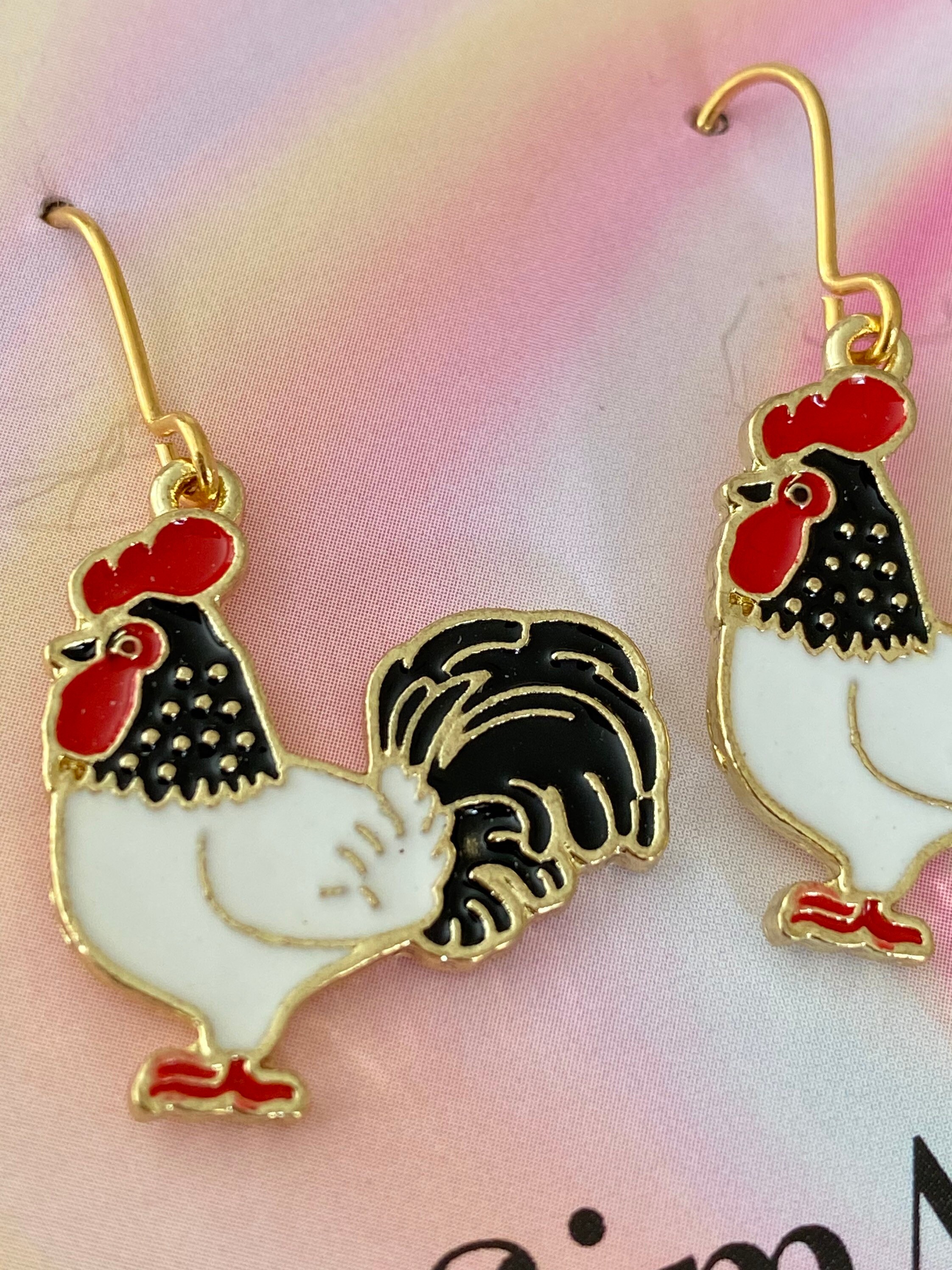 Chicken Earrings Cockerel Earrings Farmyard Earrings Chicken Etsy UK