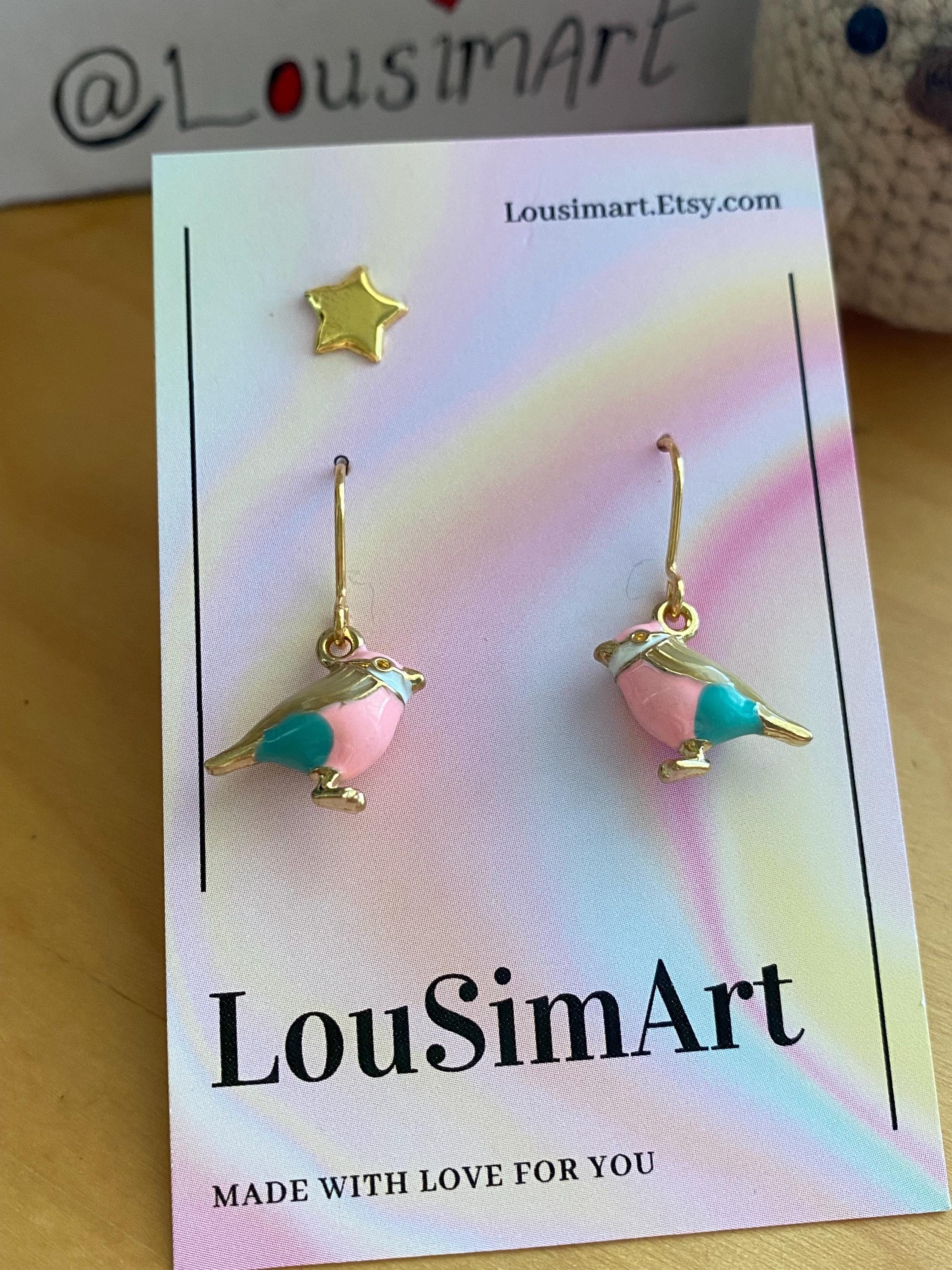 Bird Earrings Pink Bird Earrings Purple Bird Pink Bird Jewellery Bird Jewellery Bird Fashion Little bird Earrings Little Bird Enamel Bird