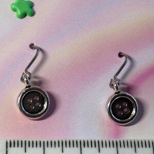 Button Earrings Button Jewellery Silver Plate Button Tiny Button Sewing Earrings Button Charm Button Theme Small Button Sewing Jewellery image 4