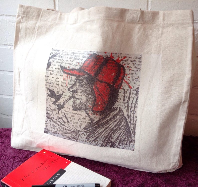 Cotton Tote Bag Holden Caulfield Catcher In The Rye Canvas Bag Shopping Bag Cotton Slipper Bag Cotton Gym Bag Holden Caulfield Art