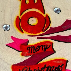 Reindeer ornament Christmas Decor Festive Home Decor Rudolf Painted Log Slice Christmas Wall Hanging Christmas Tree Decor image 12