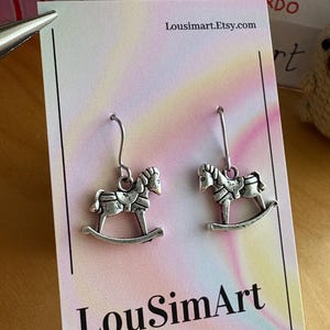 Rocking Horse Toy Horse Earrings Horse Earrings Silver Rocking Horse Childrens Horse Play Horse Rocking Horse Charm Equestrian Earrings