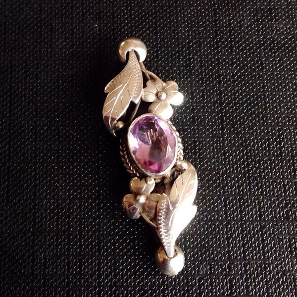 Silver Amethyst Brooch Vintage Amethyst Vintage Brooch Vintage Amethyst Sweetheart Brooch Amethyst Jewellery Amethyst Silver