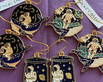 Space Earrings Galaxy Earrings Rocket Man Earrings Astronomer Earrings Astronaut Earrings Planet Earrings Space Jewellery