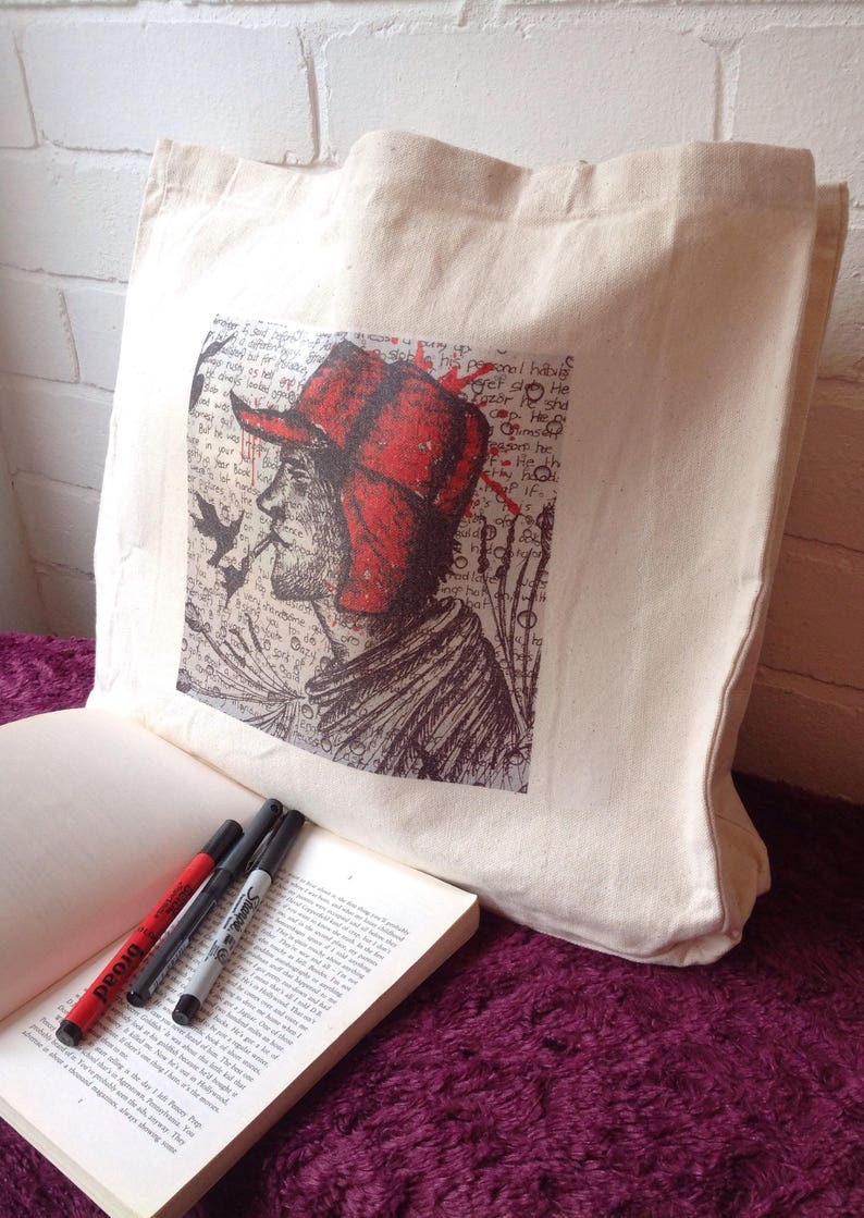 Cotton Tote Bag Holden Caulfield Catcher In The Rye Canvas Bag Shopping Bag Cotton Slipper Bag Cotton Gym Bag Holden Caulfield Art