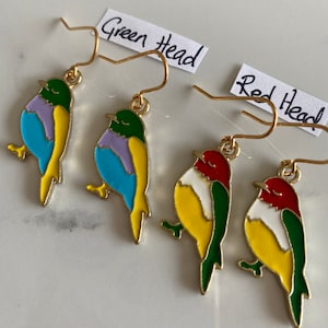 Enamel Bird Earrings Little Bird Earrings Red Yellow Bird Green Blue Bird Bird Lover Gift Bird Jewellery Bird Themed