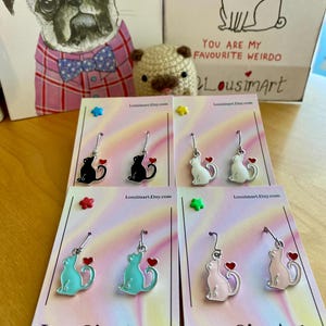 Cat Earrings Cute Cat Kitty Cat Cat Jewellery Feline Earrings Cat Accessory Kitty Earrings Black Cat White Cat Pink Cat Blue Cat Tabby Cat
