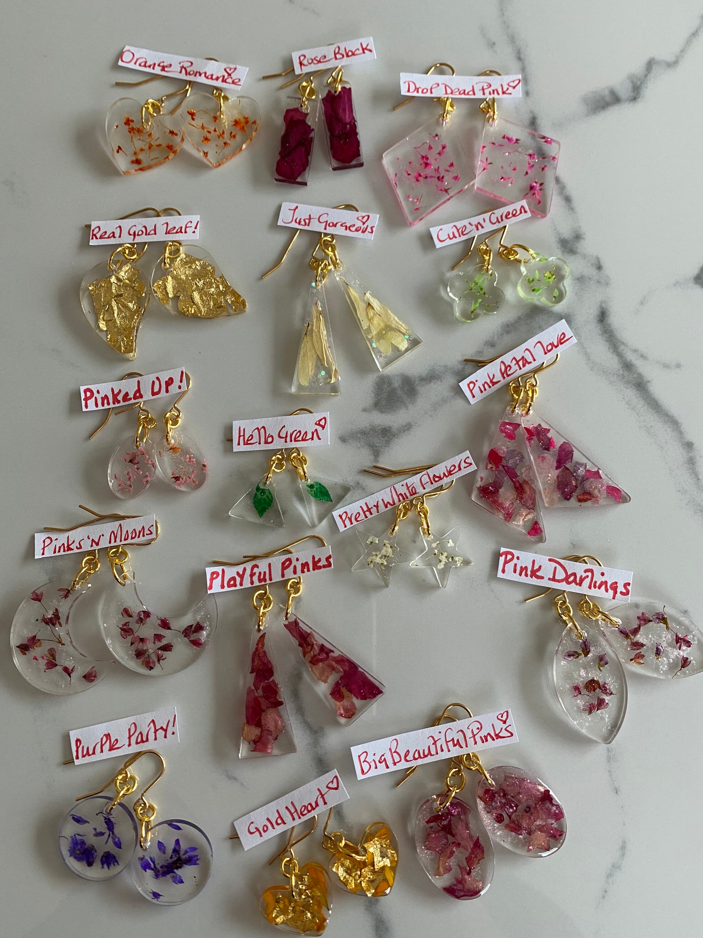 Resin Earrings Flower Earrings Handmade Earrings Petal Etsy