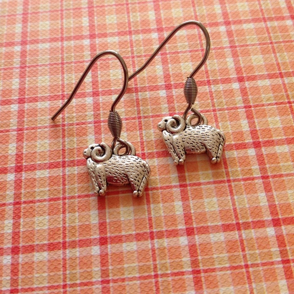 Sheep Earrings Sheep Charm Ram Jewellery Ram Earrings Silver Ram Silver Sheep Wool Earrings Flock Earrings Fleece Earrings