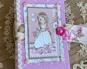 Pink Journal Girl Journal Pink Diary Junk Journal Pink Fabric Diary Handmade Journal Pink Book Girl Book Handmade Book Pink Princess Gift