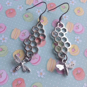 Honeycomb Earrings Silver Honeycomb Hexagonal Earrings Beeswax Earrings Wax Cell Earrings Harvest Earrings Bee Product Bee Earrings