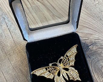 Butterfly Brooch Diamante Butterfly Gold Butterfly 3D Butterfly Vintage Butterfly Delicate Butterfly Designer Butterfly Vintage Brooch Boxed
