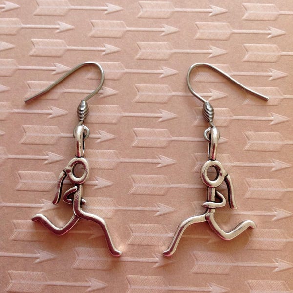 Jogging Earrings Running Earrings Keep Fit The London Marathon The Great North Run Figure Running Figure Jogging Keep Fit Jewellery Leg It