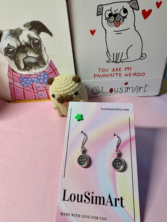 Button Earrings Button Jewellery Silver Plate Button Tiny Button Sewing Earrings Button Charm Button Theme Small Button Sewing Jewellery