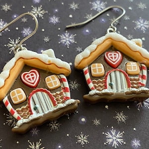 Gingerbread House Gingerbread Earrings Gingerbread Man gingerbread Woman Cookie Dough House Sweet Earrings Dessert Earrings Resin Earrings