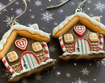 Gingerbread House Gingerbread Earrings Gingerbread Man gingerbread Woman Cookie Dough House Sweet Earrings Dessert Earrings Resin Earrings