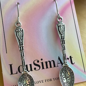 Spoon Earrings Engraved Spoon Cutlery Earrings Cutlery Jewellery Silver Spoon Ladle Earrings Utensils Earrings Kitchen Earrings