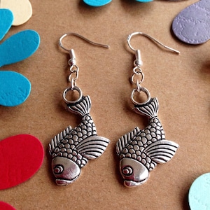 Fish Earrings Koi Carp Earrings Silver Fish Chinese Fish Aquatic Earrings Marine Earrings Sealife Earrings Ocean Earrings Salmon Earrings