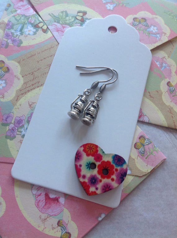 Silver Earrings Lantern Earrings Charm Earrings Lantern Charm Miners Lantern Miners Light Oil Lantern Torch Light Old Fashioned Vintage Lamp
