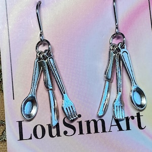 Cutlery Earrings Fork Knife Spoon Fork Earrings Spoon Earrings Knife Earrings Dinner Time MasterChef Cooking Earrings Baking Earrings