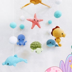 Crochet Baby Mobile Under water world mobile, Ocean baby mobile, whale, seahorse, Octopus, Dolphin, turtle, star fish crib mobile