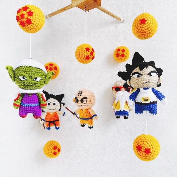 Dragon ball Mobile per bambini, Mobile per anime all'uncinetto, Mobile per culla, Arredamento dell'asilo nido, Regalo per bambini, Mobile per bambini fatto a mano, Mobile per culla Amigurumi