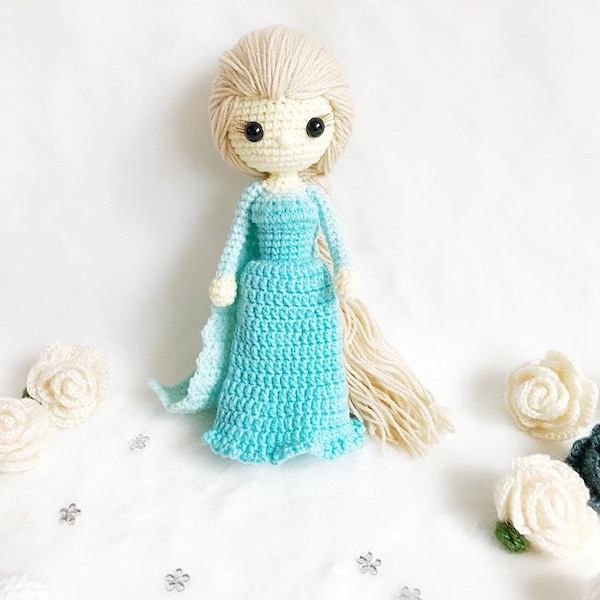 Frozen Elsa Princess Crochet, nursery decor, Elsa amigurumi, Crochet Elsa, Baby gift, Girl gift, Birthday Gift, Toy, Doll, gift