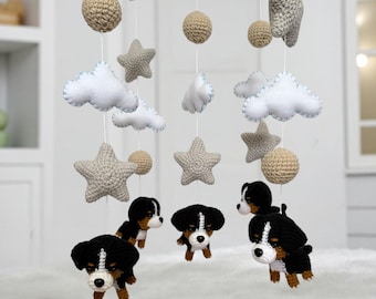 Crochet Bernese Mountain Dog Baby Mobile: Nursery Decor