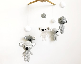 Bébé mobile - Mignon Koala Crochet bébé mobile,Berceau mobile, Décoration de la pépinière, Cadeau pour bébé, Bébé mobile fait à la main, Berceau bébé mobile Amigurumi