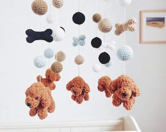 Crochet Goldendoodle Baby Mobile: Nursery Decor, Puppy Shower Gift