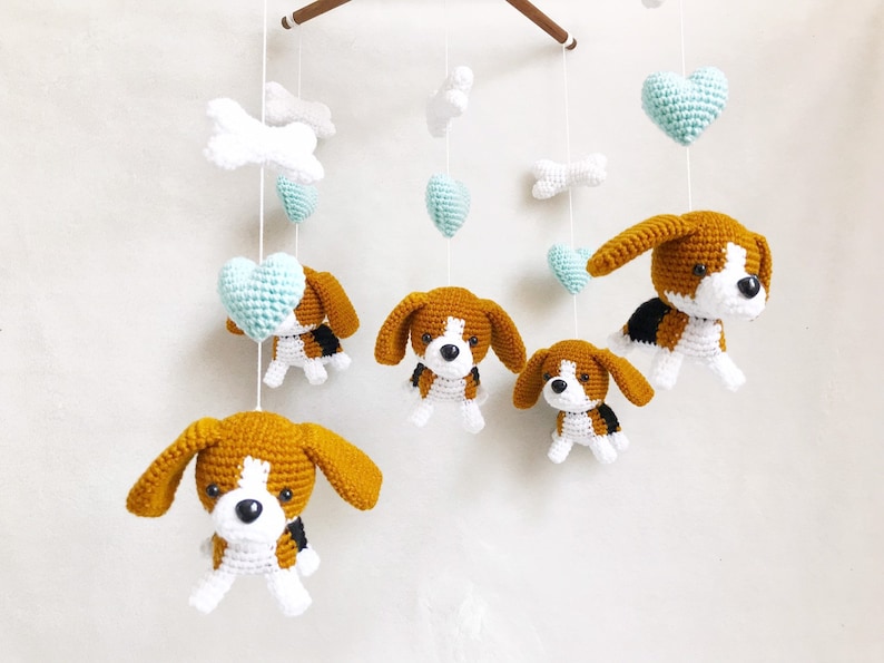 Beagle Puppy Crochet Baby Mobile Dog Baby Mobile Nursery Etsy