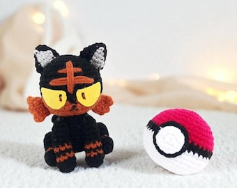 Handmade Crochet Litten Pokemon, Amigurumi Nursery Decor