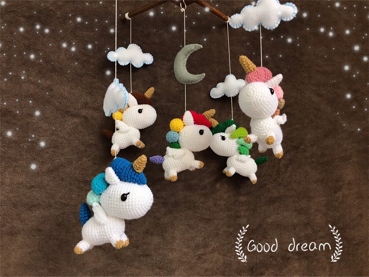 Amigurumi Unicorn Baby Mobile: Crochet Nursery Decor