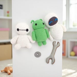 Gehäkelter Roboter Amigurumi: Baymax, Android, Eve - Handgemachte Kinderzimmer Dekoration