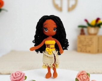 Boneca Princesa Moana de Crochê: Decoração de Quarto de Bebê Amigurumi